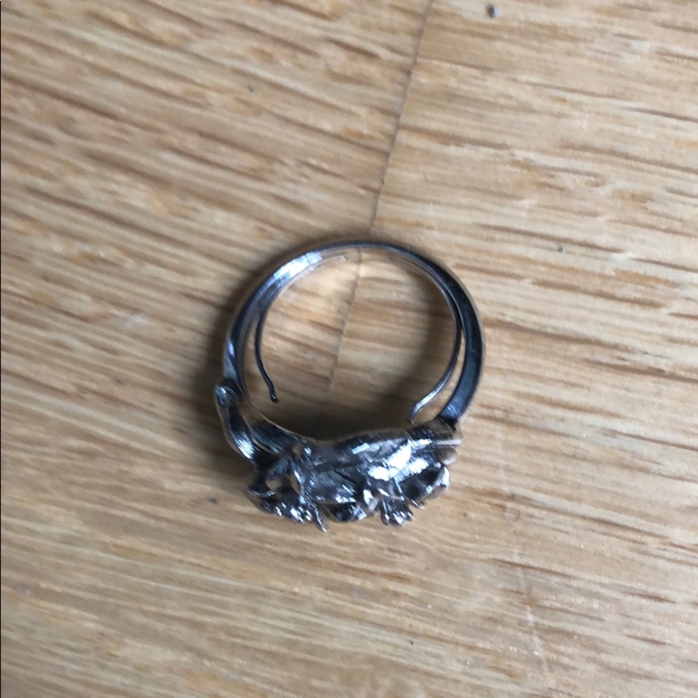 Adjustable Size Silver Flower Accent Ring - image 3